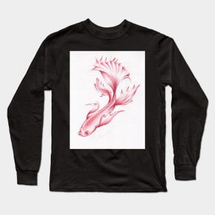 Coral Queen - Betta Fighting Fish Drawing Long Sleeve T-Shirt